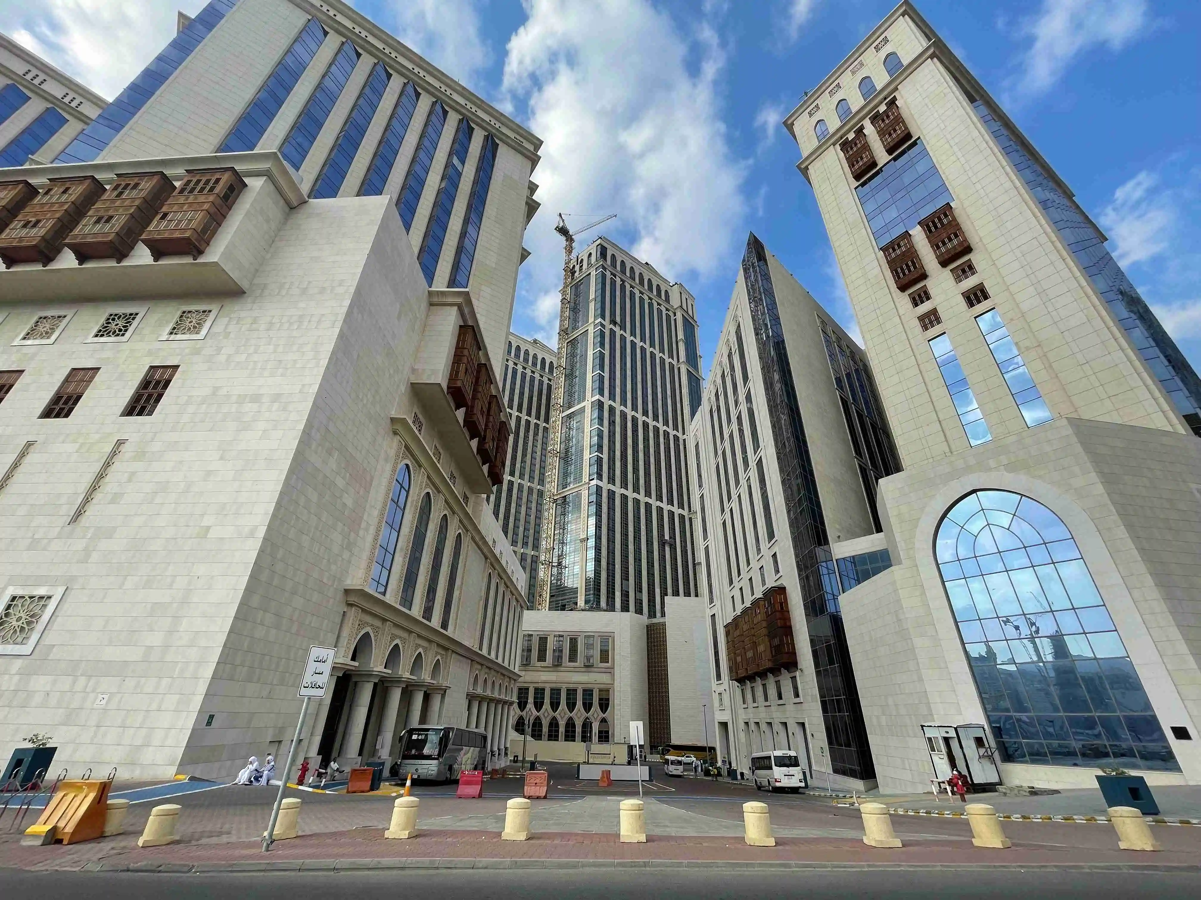 Exterior facade of the Marriott Makkah Jabal Omar hotel, showcasing its prominent location.